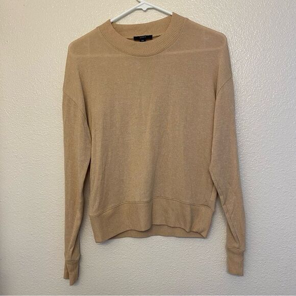 J CREW Supercozy crew mockneck pullover tan beige Tencel lyocell top-XS - Picture 2 of 9